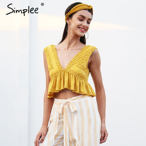 Chiffon lace crop top