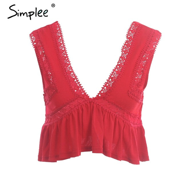 Chiffon lace crop top