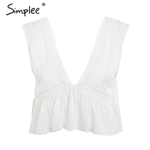 Chiffon lace crop top