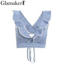 Ruffle stripe print tank top