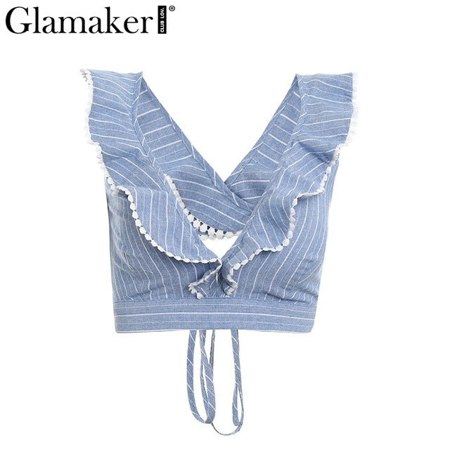 Ruffle stripe print tank top